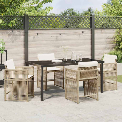 Tuin eettafelset 5 pcs Beige poly rattan