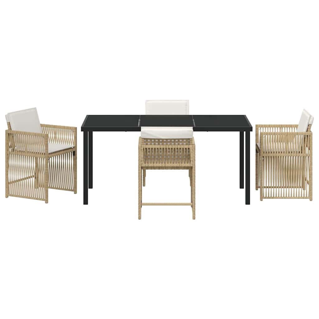 Tuin eettafelset 5 pcs Beige poly rattan