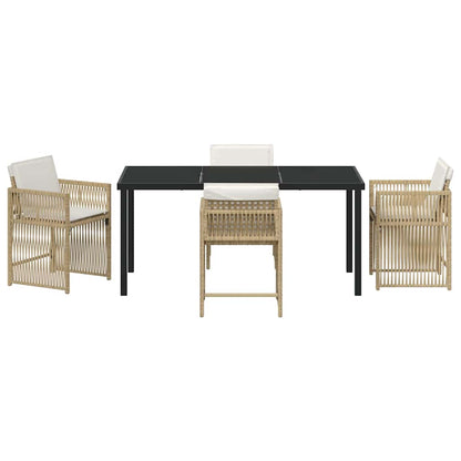 Tuin eettafelset 5 pcs Beige poly rattan