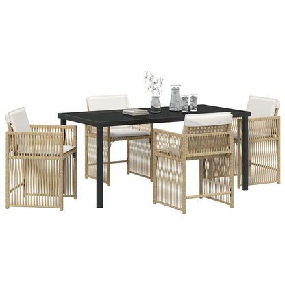 Tuin eettafelset 5 pcs Beige poly rattan