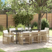 Tuin eettafelset 9-delig poly rattan beige 8 personen
