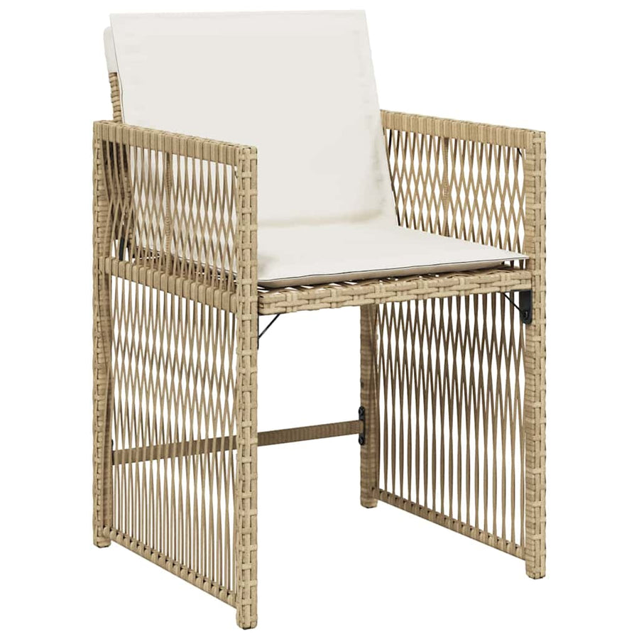 Tuin Eettafelset 9 Pcs Poly Rattan 8-persoons Beige 200 cm