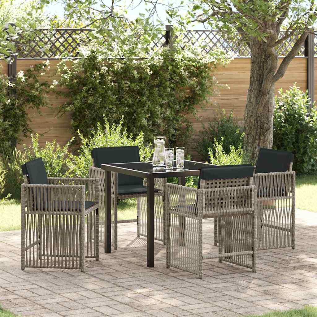 Tuin eettafelset 5 pcs Lichtgrijs poly rattan