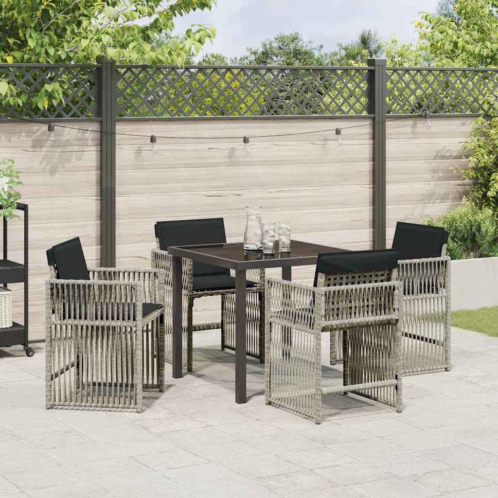 Tuin eettafelset 5 pcs Lichtgrijs poly rattan