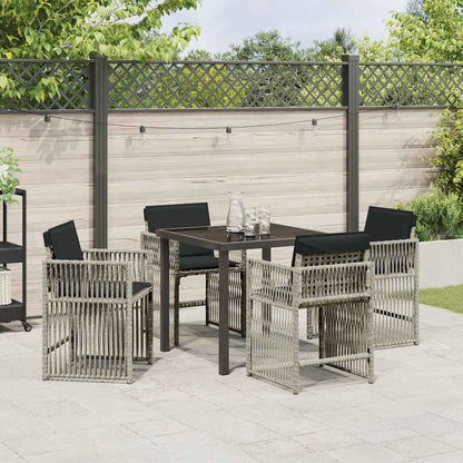 Tuin eettafelset 5 pcs Lichtgrijs poly rattan
