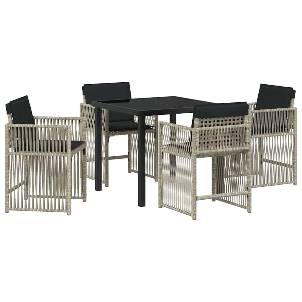 Tuin eettafelset 5 pcs Lichtgrijs poly rattan
