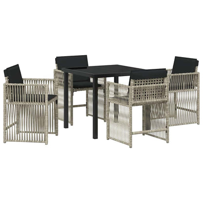 Tuin eettafelset 5 pcs Lichtgrijs poly rattan