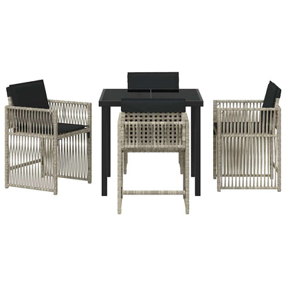 Tuin eettafelset 5 pcs Lichtgrijs poly rattan