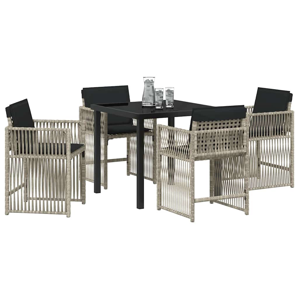 Tuin eettafelset 5 pcs Lichtgrijs poly rattan