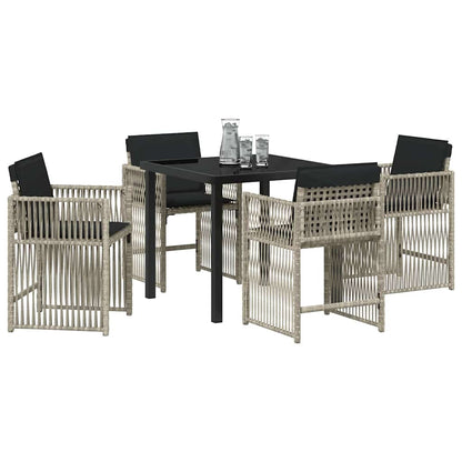 Tuin eettafelset 5 pcs Lichtgrijs poly rattan