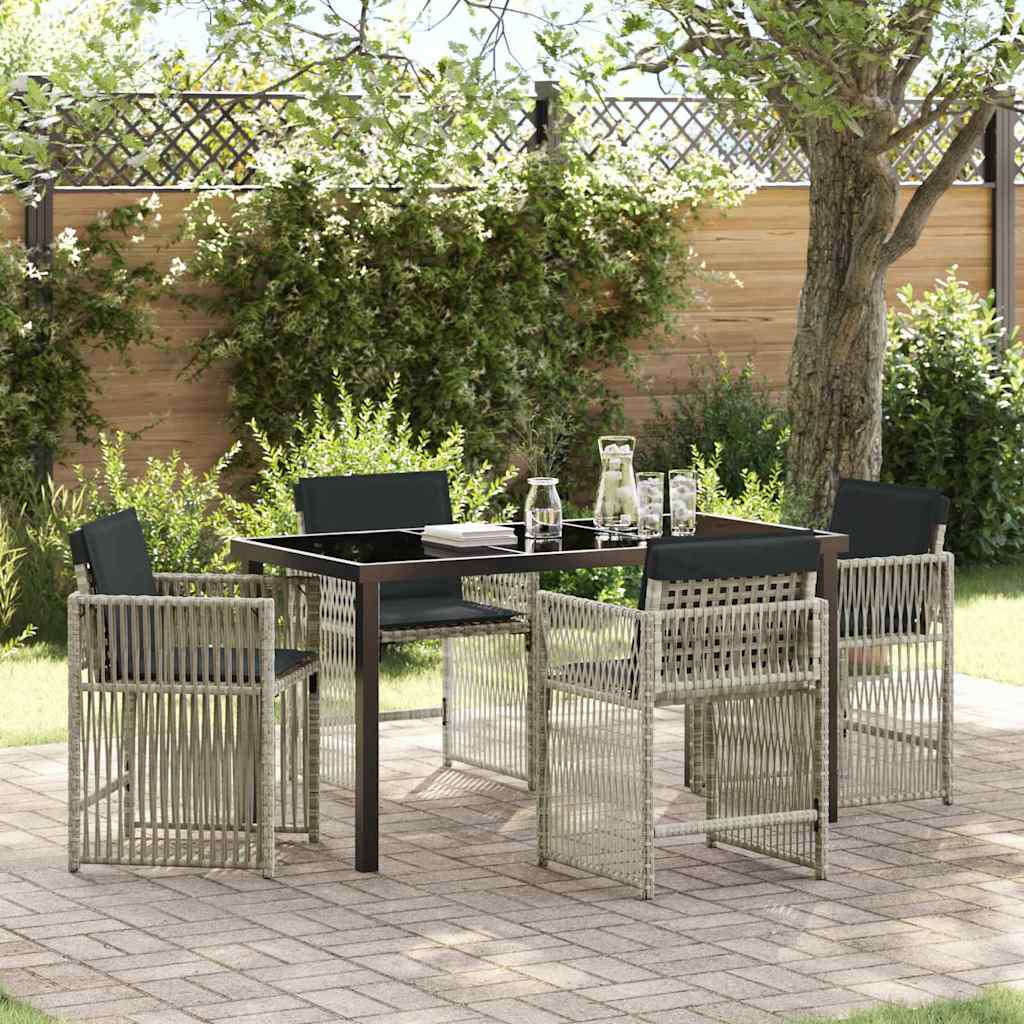 Tuin eettafelset 5 pcs Lichtgrijs poly rattan