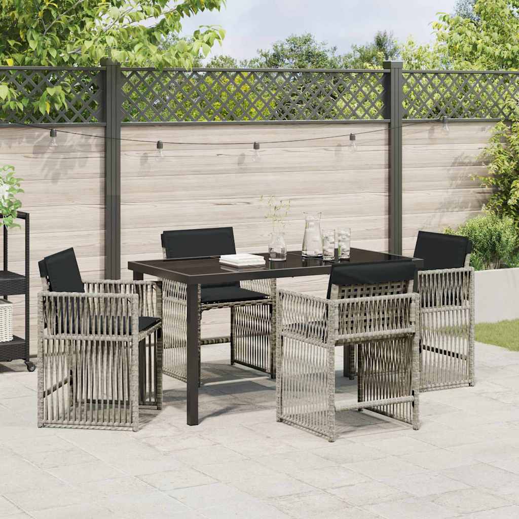 Tuin eettafelset 5 pcs Lichtgrijs poly rattan