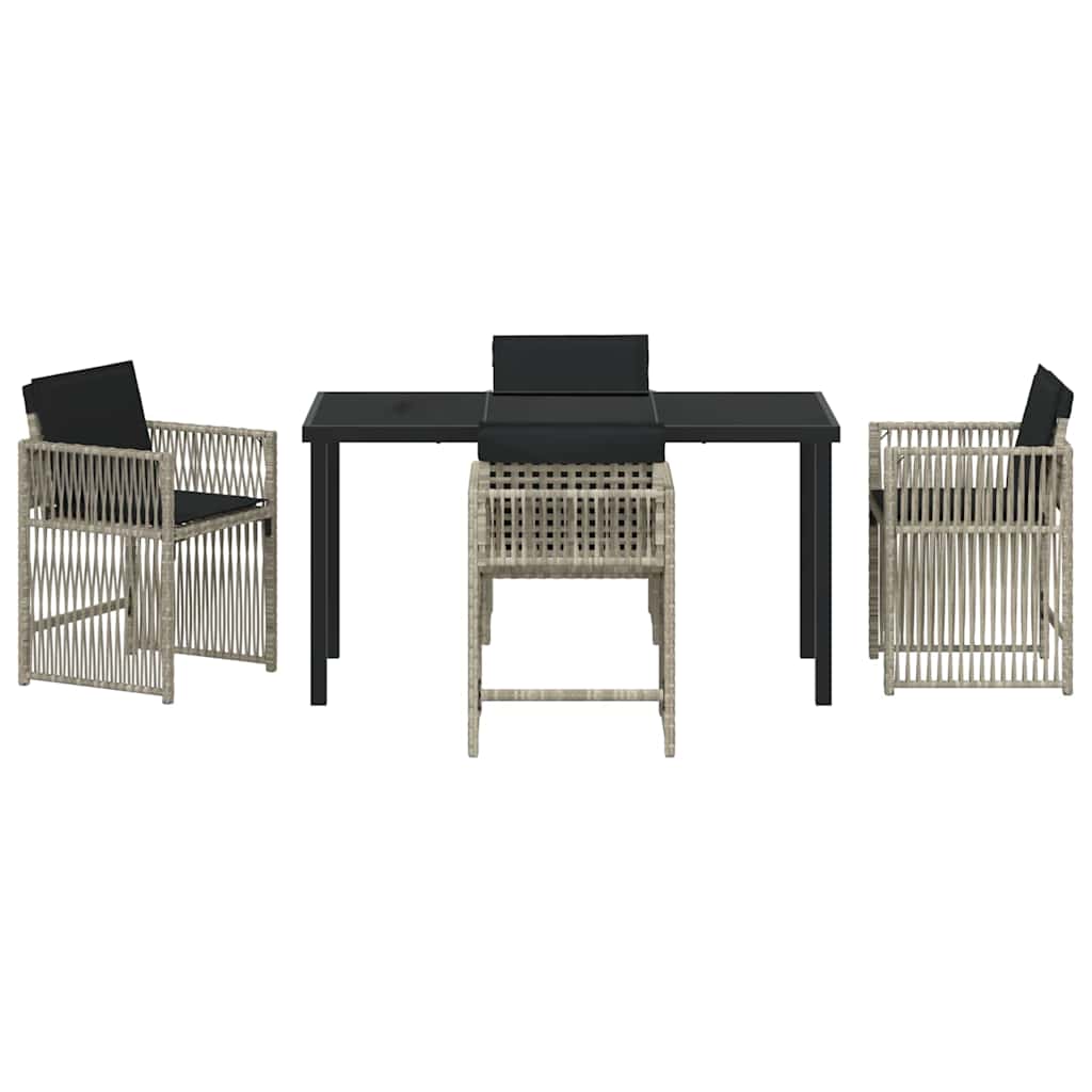 Tuin eettafelset 5 pcs Lichtgrijs poly rattan