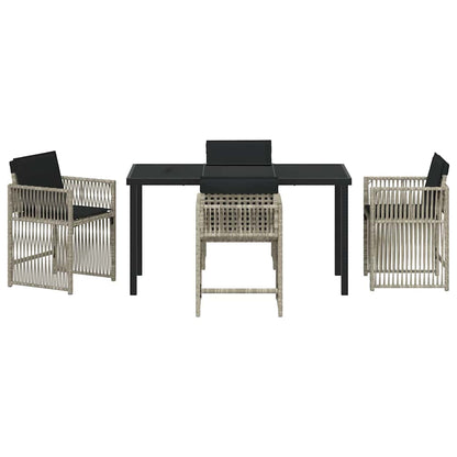 Tuin eettafelset 5 pcs Lichtgrijs poly rattan