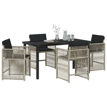 Tuin eettafelset 5 pcs Lichtgrijs poly rattan