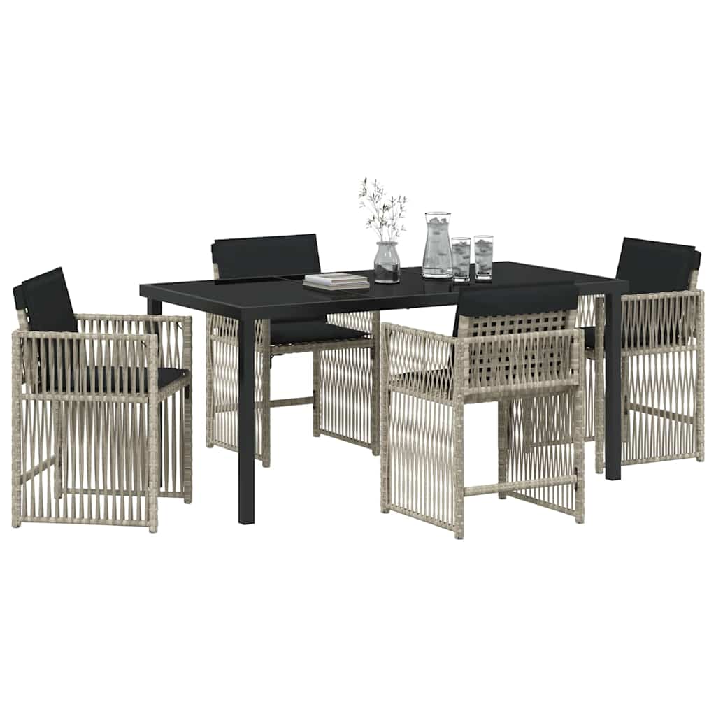Tuin eettafelset 5 pcs Lichtgrijs poly rattan