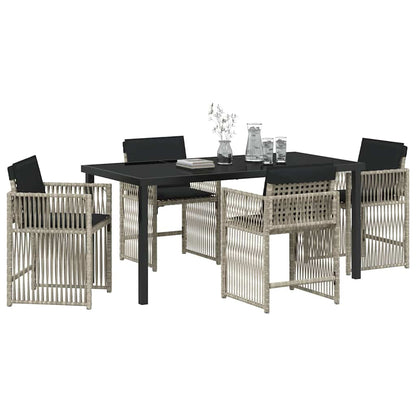 Tuin eettafelset 5 pcs Lichtgrijs poly rattan