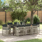 Garden dining set 9 pcs Light grey poly rattan