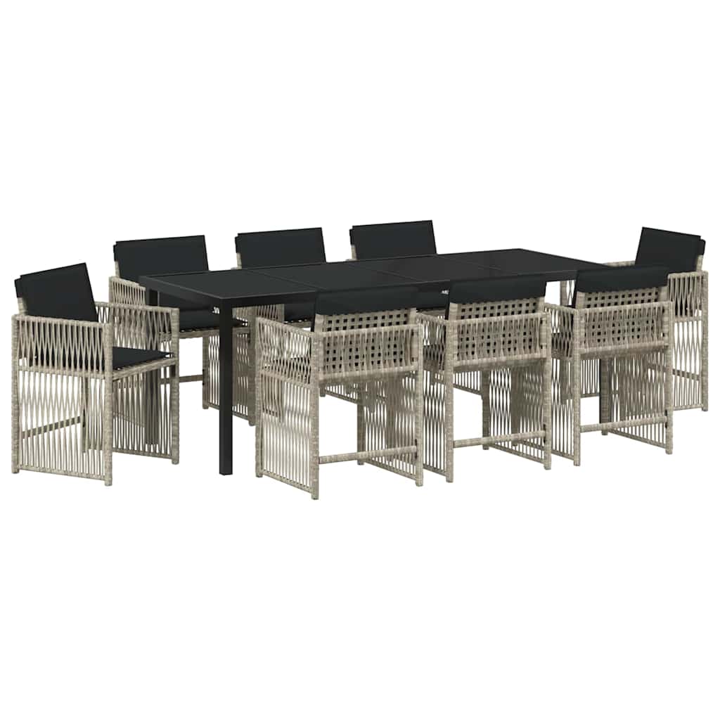 Tuin Eetset 9 Pcs Poly Rattan 8-persoons Lichtgrijs 200 cm