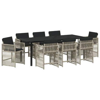 Tuin Eetset 9 Pcs Poly Rattan 8-persoons Lichtgrijs 200 cm