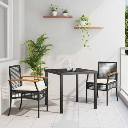 Tuin Eetset 3 pcs Zwart poly rattan