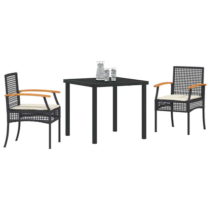 Tuin Eetset 3 pcs Zwart poly rattan