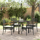 Tuin Eetset 5-delig poly rattan zwart