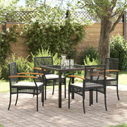 Tuin Eetset 5-delig poly rattan zwart