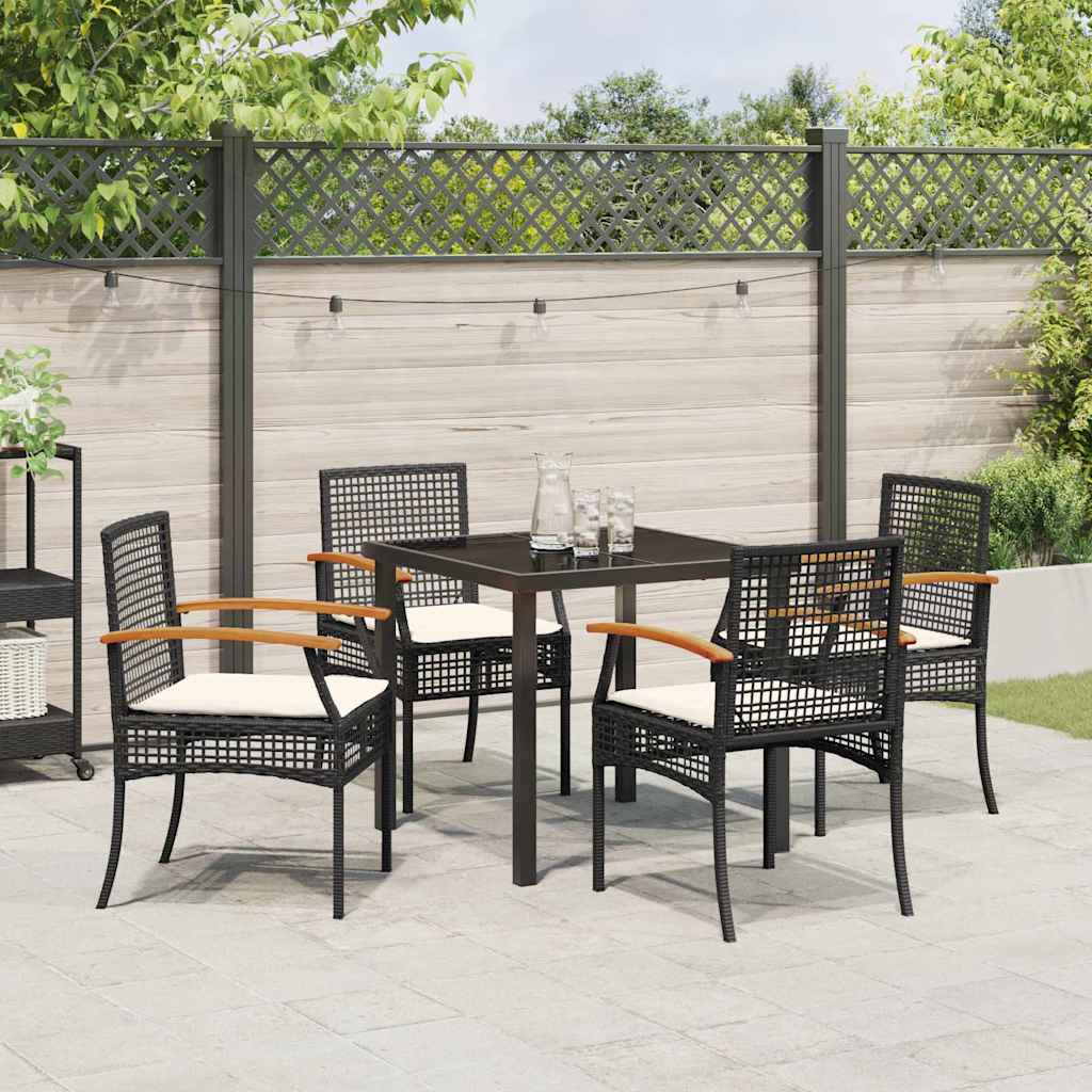 Tuin Eetset 5 pcs Zwart poly rattan