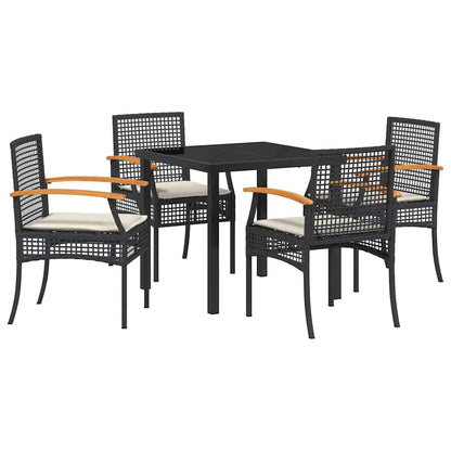 Tuin Eetset 5 pcs Zwart poly rattan