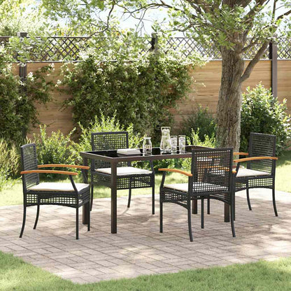Tuin Eetset 5 pcs Zwart poly rattan