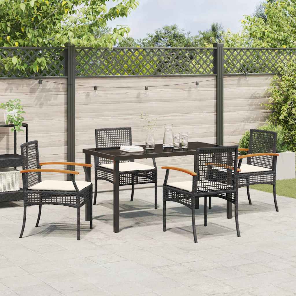 Tuin Eetset 5 pcs Zwart poly rattan