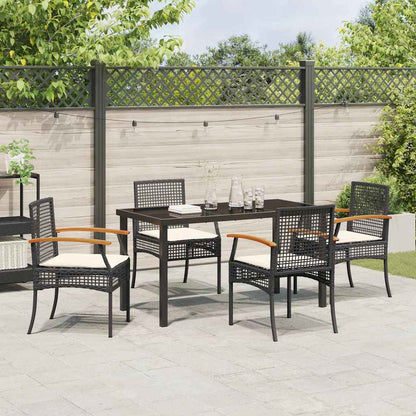 Tuin Eetset 5 pcs Zwart poly rattan