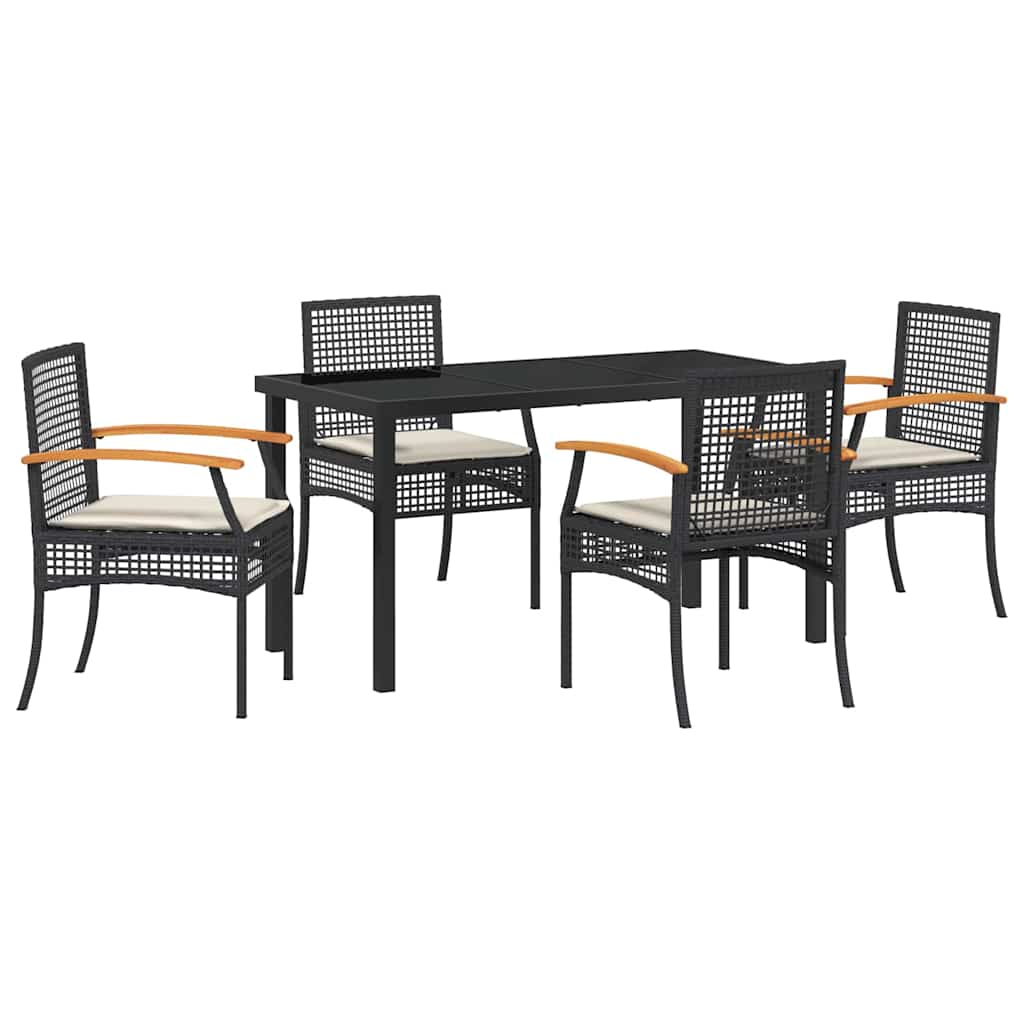 Tuin Eetset 5 pcs Zwart poly rattan