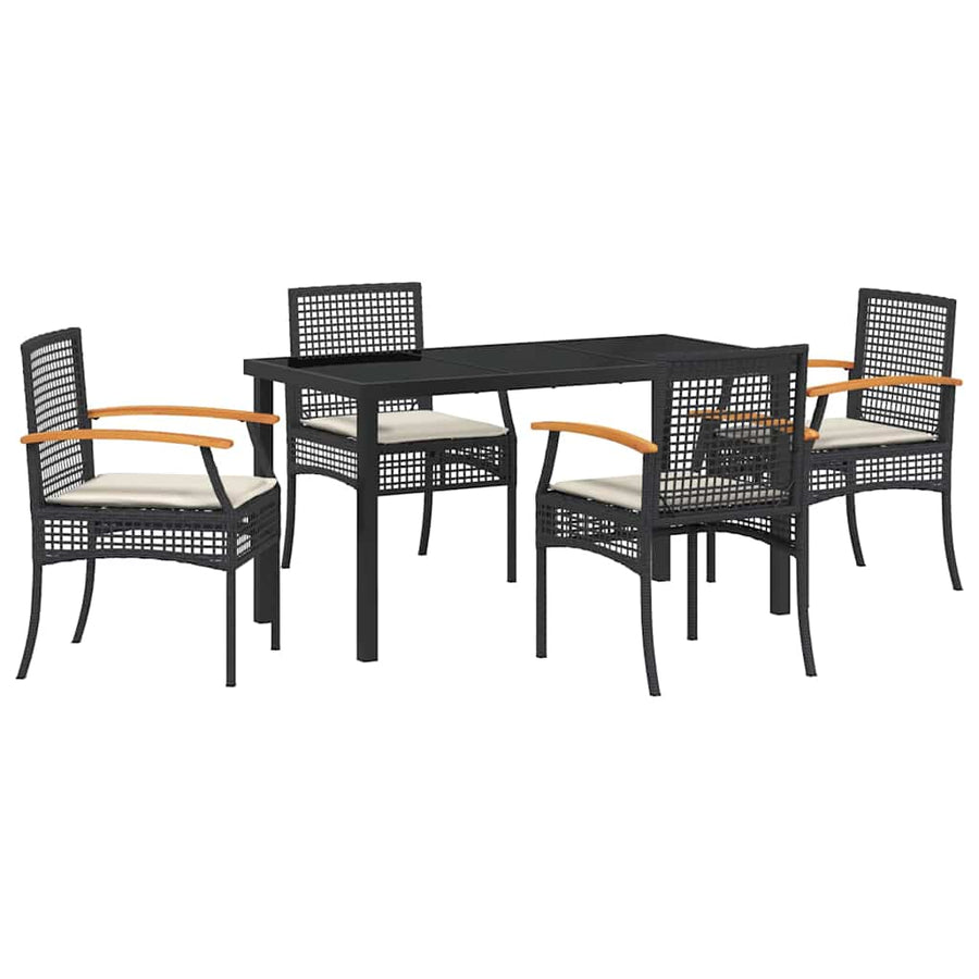 Tuin Eetset 5 pcs Zwart poly rattan