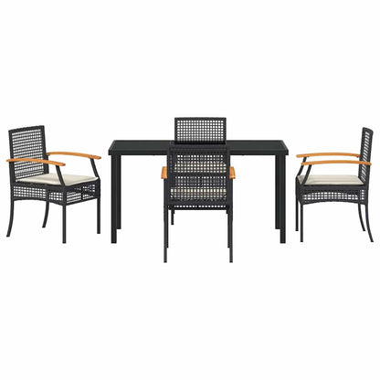 Tuin Eetset 5 pcs Zwart poly rattan