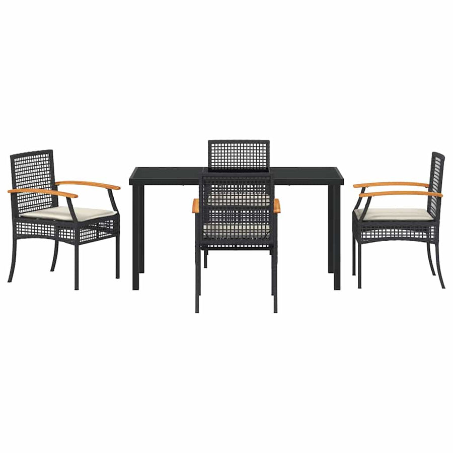 Tuin Eetset 5 pcs Zwart poly rattan