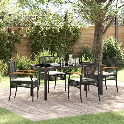 Tuin Eetset 5 pcs Zwart poly rattan