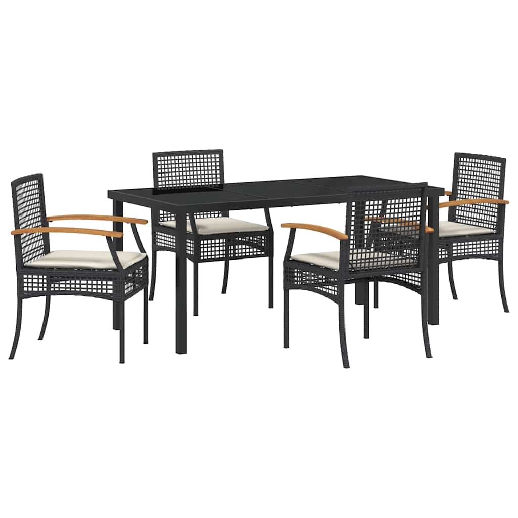 Tuin Eetset 5 pcs Zwart poly rattan