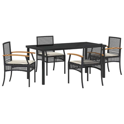 Tuin Eetset 5 pcs Zwart poly rattan