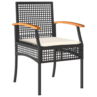 Tuin Eetset 5 pcs Zwart poly rattan