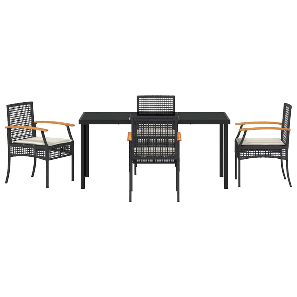 Tuin Eetset 5 pcs Zwart poly rattan