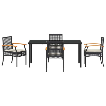 Tuin Eetset 5 pcs Zwart poly rattan