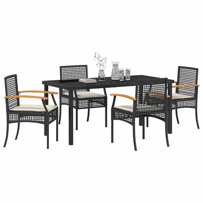 Tuin Eetset 5 pcs Zwart poly rattan