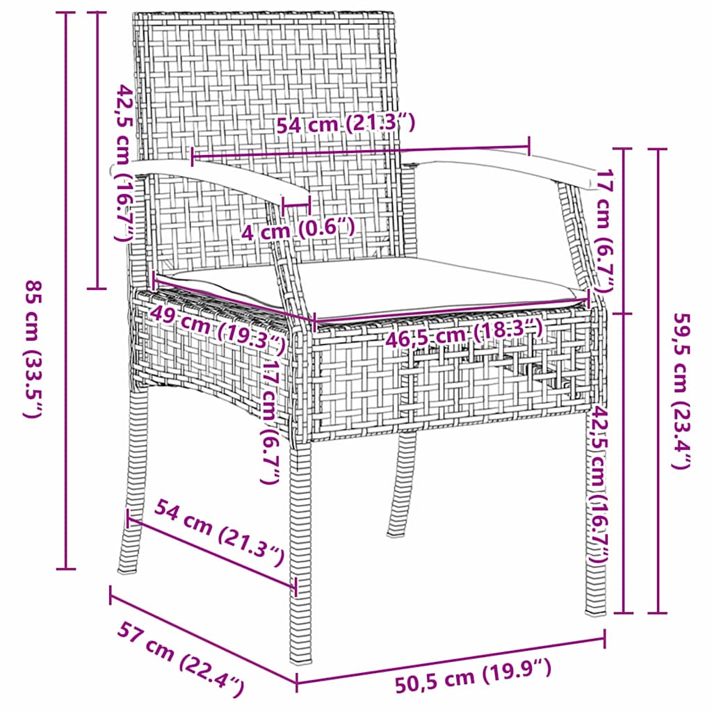Tuin Eetset 5 pcs Zwart poly rattan
