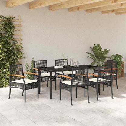 Tuin Eetset 7 pcs Zwart poly rattan