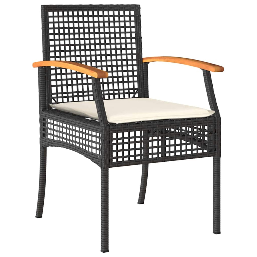Tuin Eetset 7 pcs Zwart poly rattan