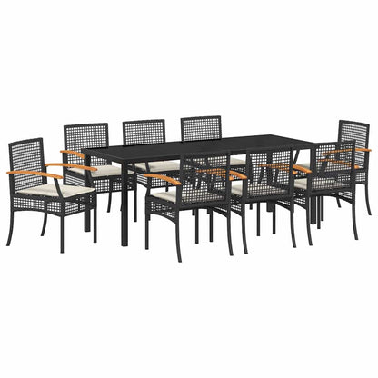 Tuin Eetset 9 pcs Zwart poly rattan