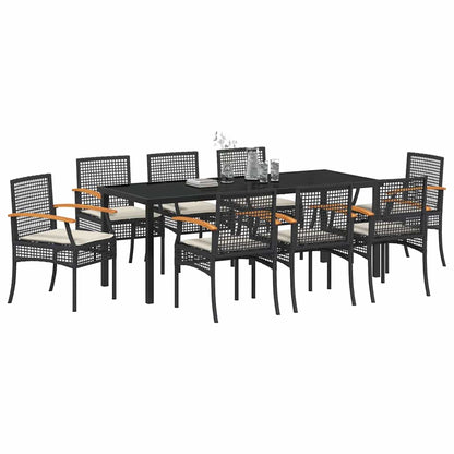 Tuin Eetset 9 pcs Zwart poly rattan