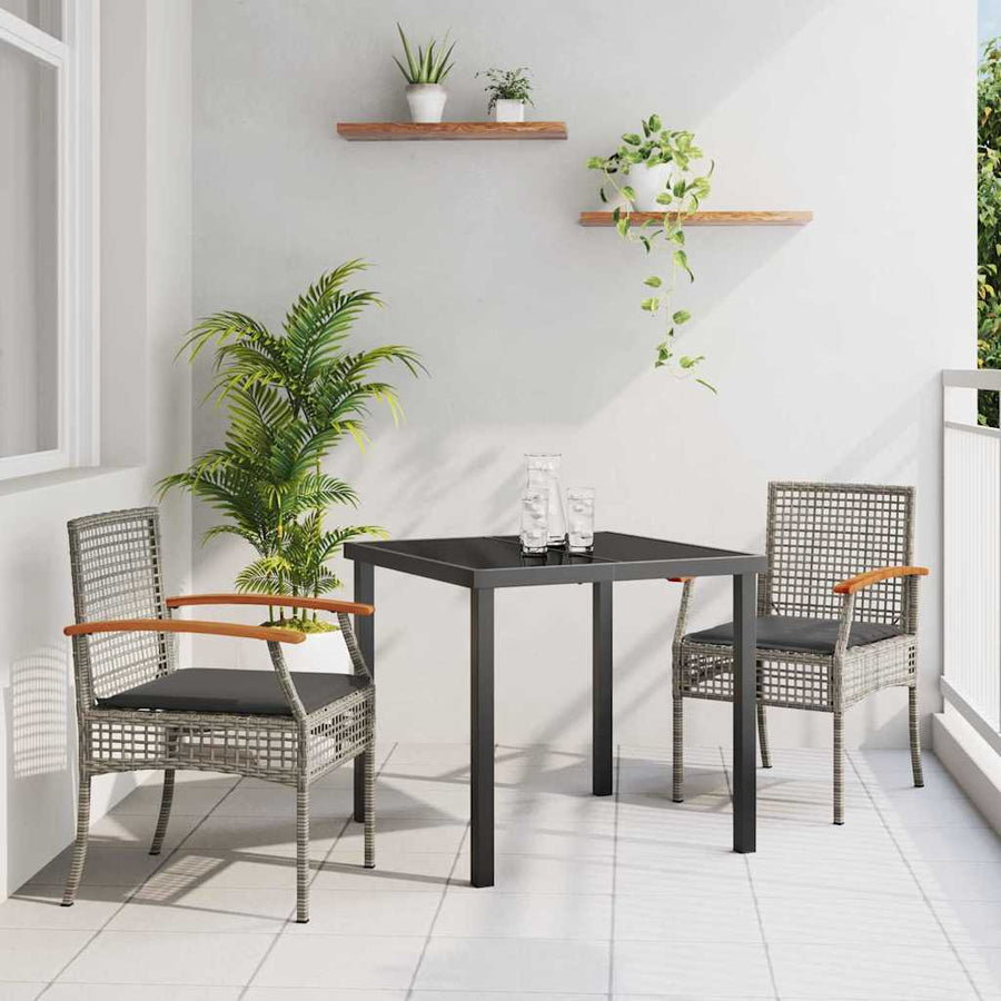 Tuin Eetset 3 pcs Grijs poly rattan